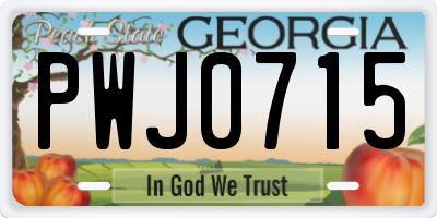 GA license plate PWJ0715