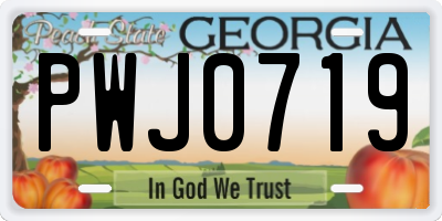 GA license plate PWJ0719
