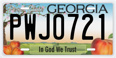 GA license plate PWJ0721