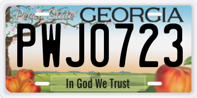 GA license plate PWJ0723