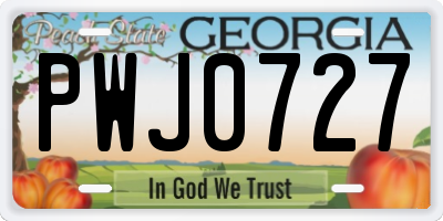 GA license plate PWJ0727