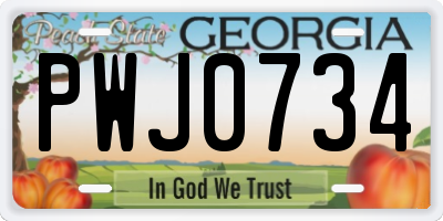 GA license plate PWJ0734