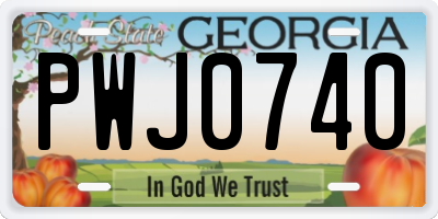GA license plate PWJ0740