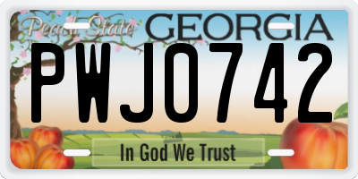 GA license plate PWJ0742