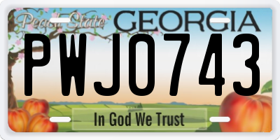 GA license plate PWJ0743