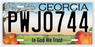 GA license plate PWJ0744