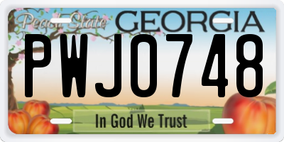 GA license plate PWJ0748