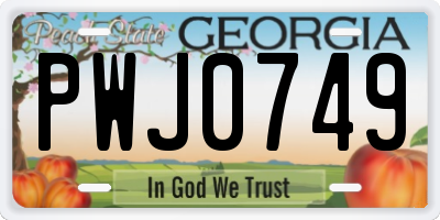 GA license plate PWJ0749