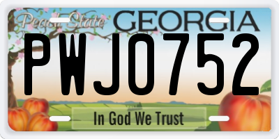 GA license plate PWJ0752