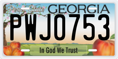 GA license plate PWJ0753