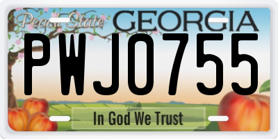GA license plate PWJ0755