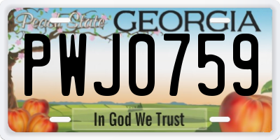 GA license plate PWJ0759