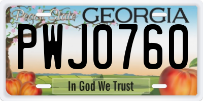GA license plate PWJ0760