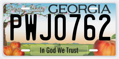 GA license plate PWJ0762