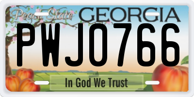 GA license plate PWJ0766