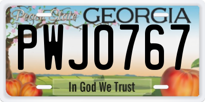 GA license plate PWJ0767