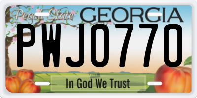 GA license plate PWJ0770