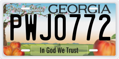 GA license plate PWJ0772