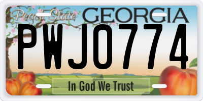 GA license plate PWJ0774