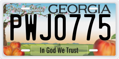 GA license plate PWJ0775