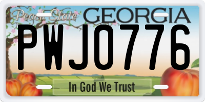 GA license plate PWJ0776