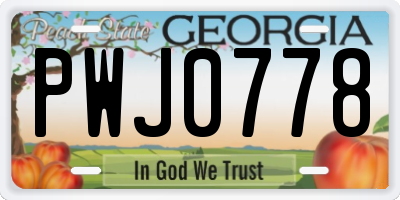 GA license plate PWJ0778