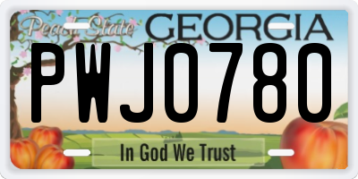 GA license plate PWJ0780