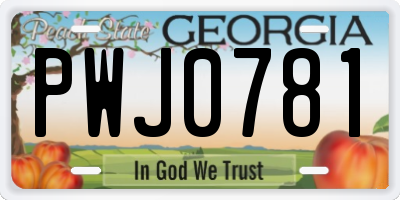 GA license plate PWJ0781