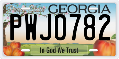 GA license plate PWJ0782