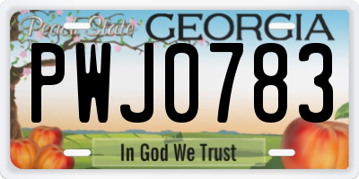 GA license plate PWJ0783