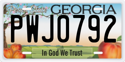 GA license plate PWJ0792