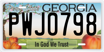 GA license plate PWJ0798
