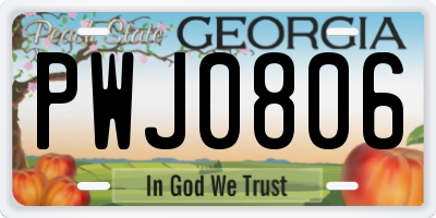 GA license plate PWJ0806