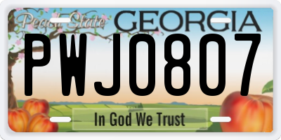 GA license plate PWJ0807