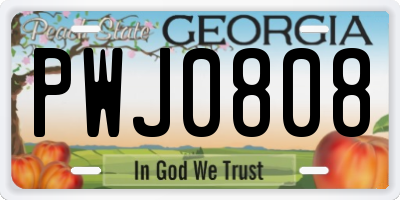 GA license plate PWJ0808
