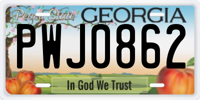 GA license plate PWJ0862