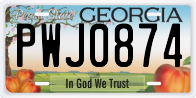 GA license plate PWJ0874