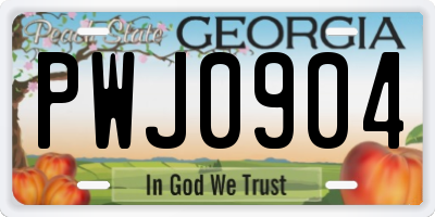 GA license plate PWJ0904
