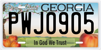 GA license plate PWJ0905