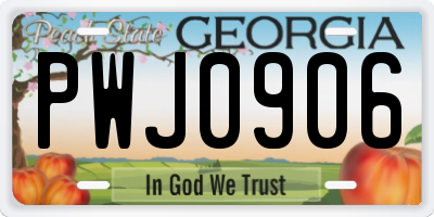 GA license plate PWJ0906