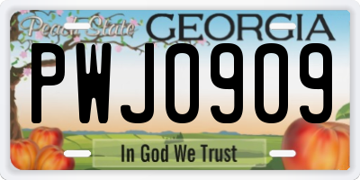 GA license plate PWJ0909