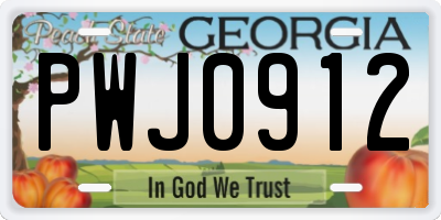 GA license plate PWJ0912