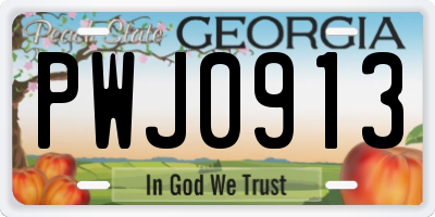 GA license plate PWJ0913