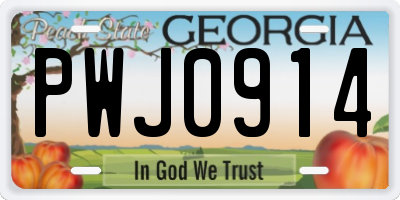 GA license plate PWJ0914