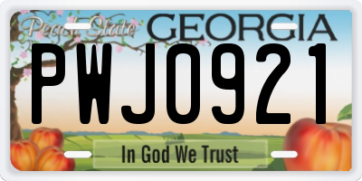GA license plate PWJ0921