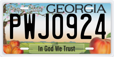 GA license plate PWJ0924