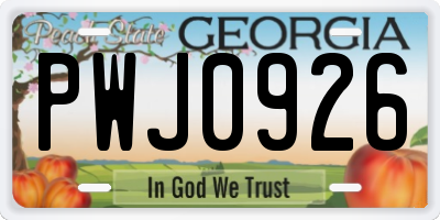 GA license plate PWJ0926
