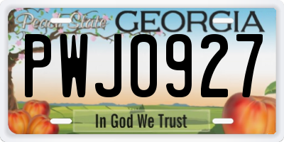 GA license plate PWJ0927