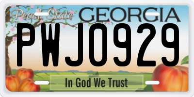 GA license plate PWJ0929