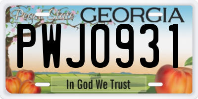 GA license plate PWJ0931